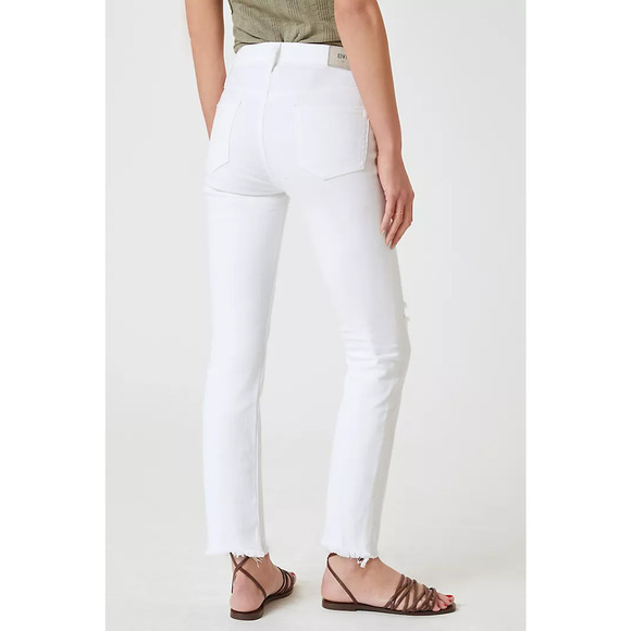 $168 Anthropologie Edwin Bree Destructed Jeans in Optic White 25 NEW - Picture 3 of 12